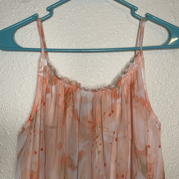 Worthington Womens Dressy Tank Top Lined Pleated Shirt Coral Floral Size M - Picture 7 of 7